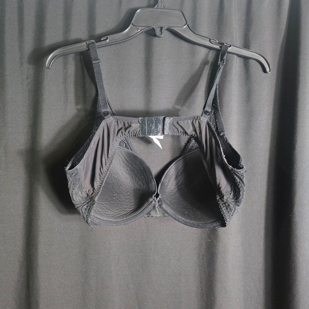 Auden Black Floral Lace Push-Up‎ Plunge Bra Underwire 38C Adjustable Straps